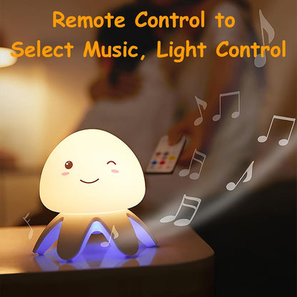 Shenzhi Tech Jellyfish Night Light Touch Sensor LED Table Lamp, USB Rechargeable, 7 Color Gradient, Remote Control, Music Function, Perfect for Bedroom, Living Room, and Gifts