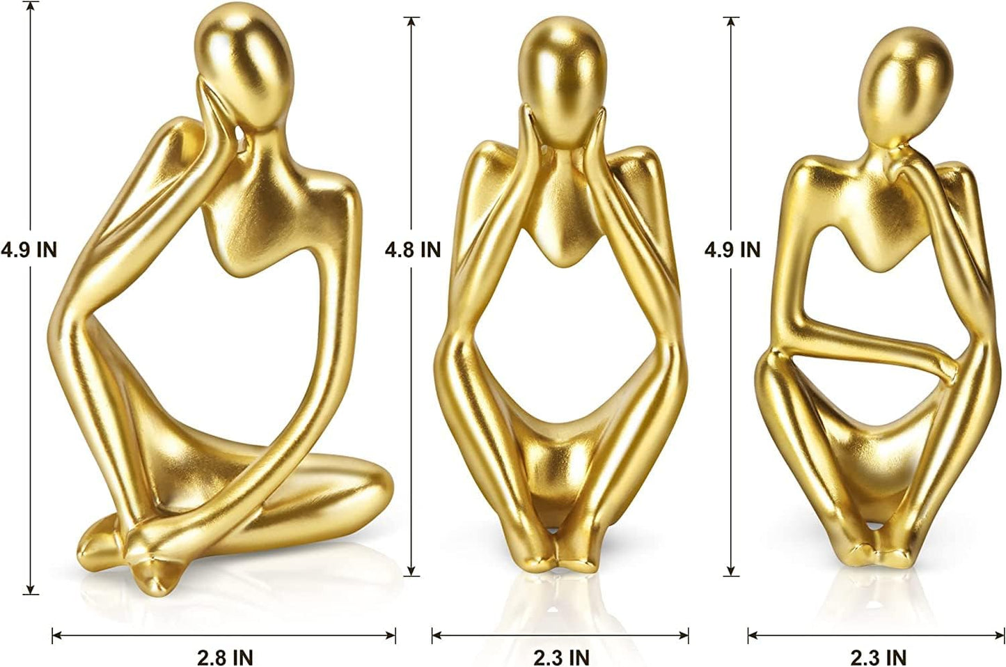 Thinker Statue Gold Decor Abstract Art Sculpture, Golden Resin Collectible Figurines for Home Living Room Office Shelf Decoration, Great Gift Ideas (Gold)