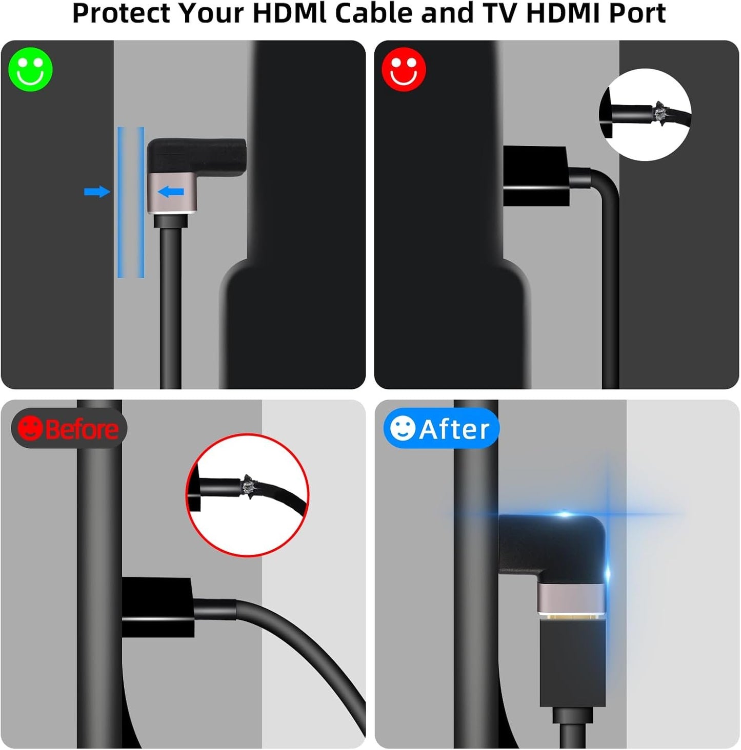 AIMHDUTY 8K HDMI Eblow 4-Pack HDMI Right Angle Adapter 90 and 270 Degree Gold Plated, Support 8K@60Hz,4K@120Hz,HDR,eARC for PC Laptop HDTV Switch