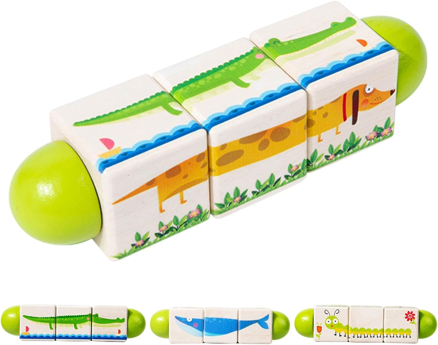 mivceklw Wooden Building Blocks, Rotating Puzzle Game, Handeye Coordination Development, Educational Toy for Preschool Classroom and Home Play, 6.69x1.69x1.69 Inches