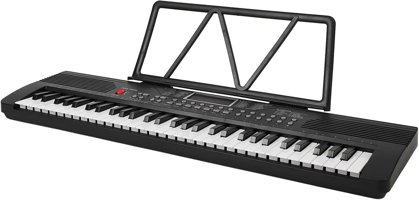 61 tasti per pianoforte per tastiera, pianoforte digitale elettronico portatile con supporto per foglio microfono per altoparlanti incorporato e cavo di ricarica USB mini