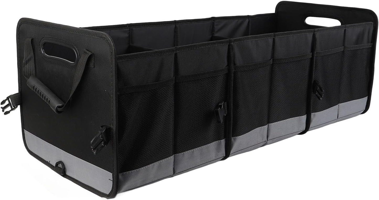 Car Trunk Organizer, 95L Car Multi Compartment Storage Box with Handles, Foldable Trunk Extended Cargo Organizer, for Any Car, SUV, Truck