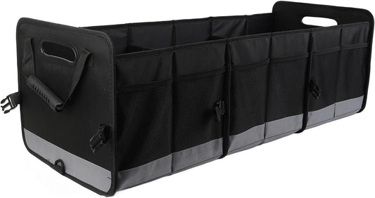 Car Trunk Organizer, 95L Car Multi Compartment Storage Box with Handles, Foldable Trunk Extended Cargo Organizer, for Any Car, SUV, Truck