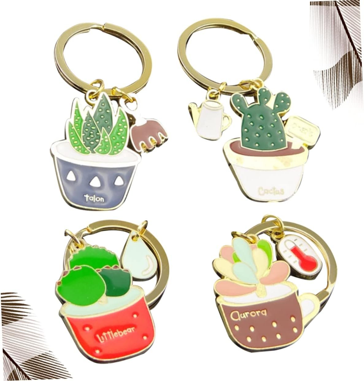 BESTYASH 4 Pz accessori chiave ricompensa portachiavi divertente portachiavi con ciondolo portachiavi cactus portachiavi a premi gadget casa oggettistica casa laccetto portachiavi
