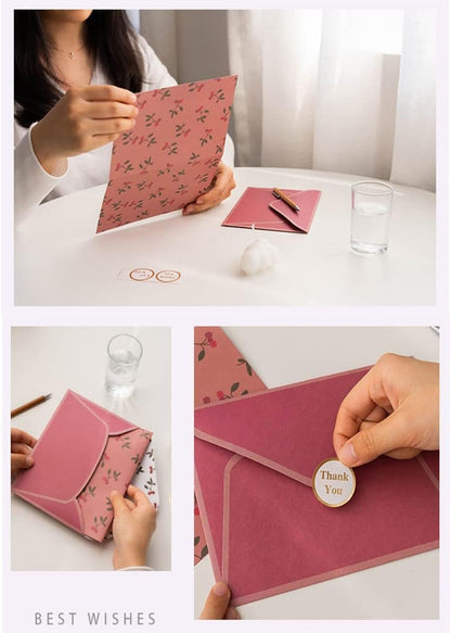 72 Pcs Stationary Writing Paper and Envelopes Set, 24 Sheet Floral Letter Paper 12 Pcs Matching Envelopes Cute Lovely Stationery Lined Writing Paper for Girls Boys Office School Supplies 6 Styles