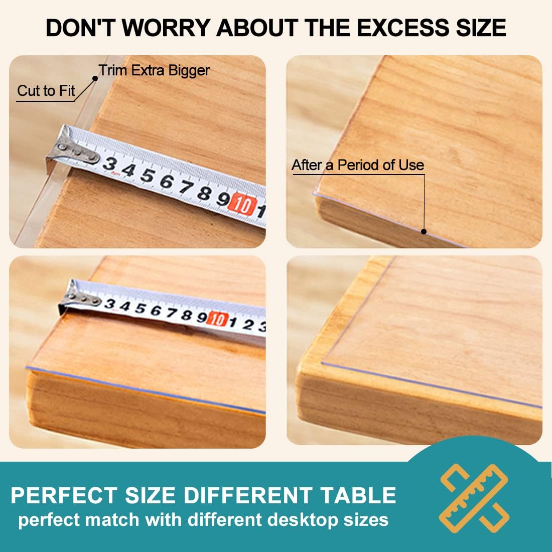 Waterproof Rectangle Vinyl 39x82 Inch Table Protector Clear Plastic PVC Table Cover Pad Office Desk Mat for Meeting Wood Coffee Glass Dining Outside Buffet Tabletop Bar Countertop Protection Durable