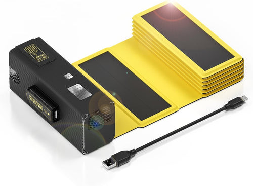 SHARGE Solar Panel Charger 12W, USB C Solar Panel IP54 Waterproof Portable Hiking Camping Gear (Design for 100W Storm2) Compatible with iPhone, iPad, Samsung Galaxy and More