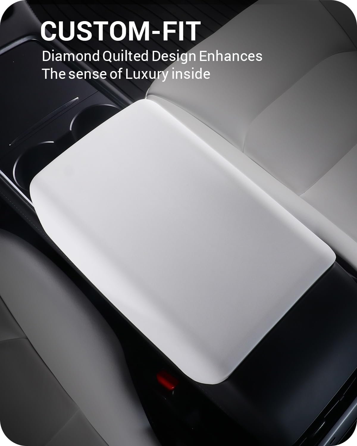 BASENOR Tesla Model 3 Model Y Center Console Cover TPE Armrest Cover Center Console Protector Armrest Cushion Pad 2017-2024 Tesla Interior Accessories White
