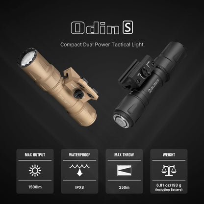 OLIGHT Odin S 1500 Lumens MLOK Mount Compact Flashlight with Double-Locked Remote Switch and Screw-Locked Rail Mount, Rechargeable Tactical Flashlight Powered by Batteries (DT)
