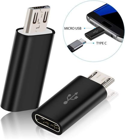 USB C Adapter, BabyElf Type C Female to Micro USB Male Convert Connector Support Charge & Data Sync Compatible with Galaxy S7/S7 Edge, Nexus 5/6 and Micro USB Devices (Pack of 2, Black)