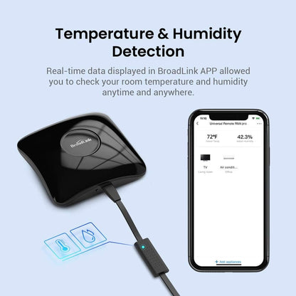 BroadLink RM4 pro S Smart Remote and Sensor Cable Set, Universal IR RF Remote Control Hub with Temperature Humidity Monitor USB Cable, Works with Alexa, Google Home, IFTTT …