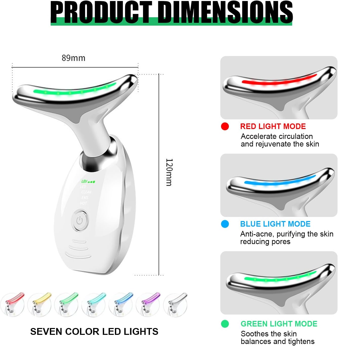 LAMCAN 3 In 1 Face Massager, Face Lifting Device, 7 LED Lights, 3 Massage Modes. LED Face Sculpting Tool, For Skin Care, Improvement, Firming and Smoothing of The Skin, Suitable for Family Use