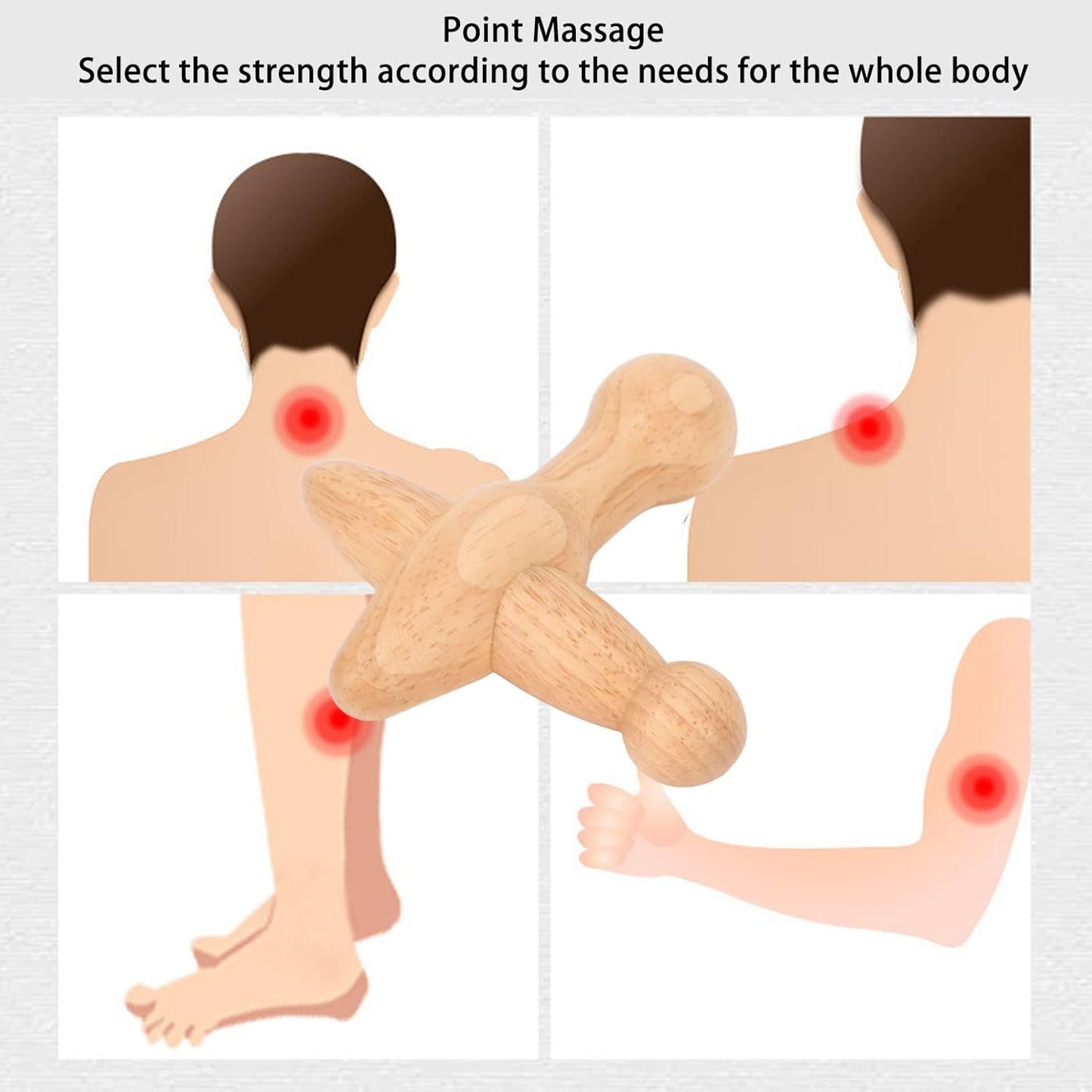 Point Massager Tool, Wood Deep Tissue Acupressure Massage Tools for Full Body Relaxing, Handcrafted Thumb Saver Massager Point Massager