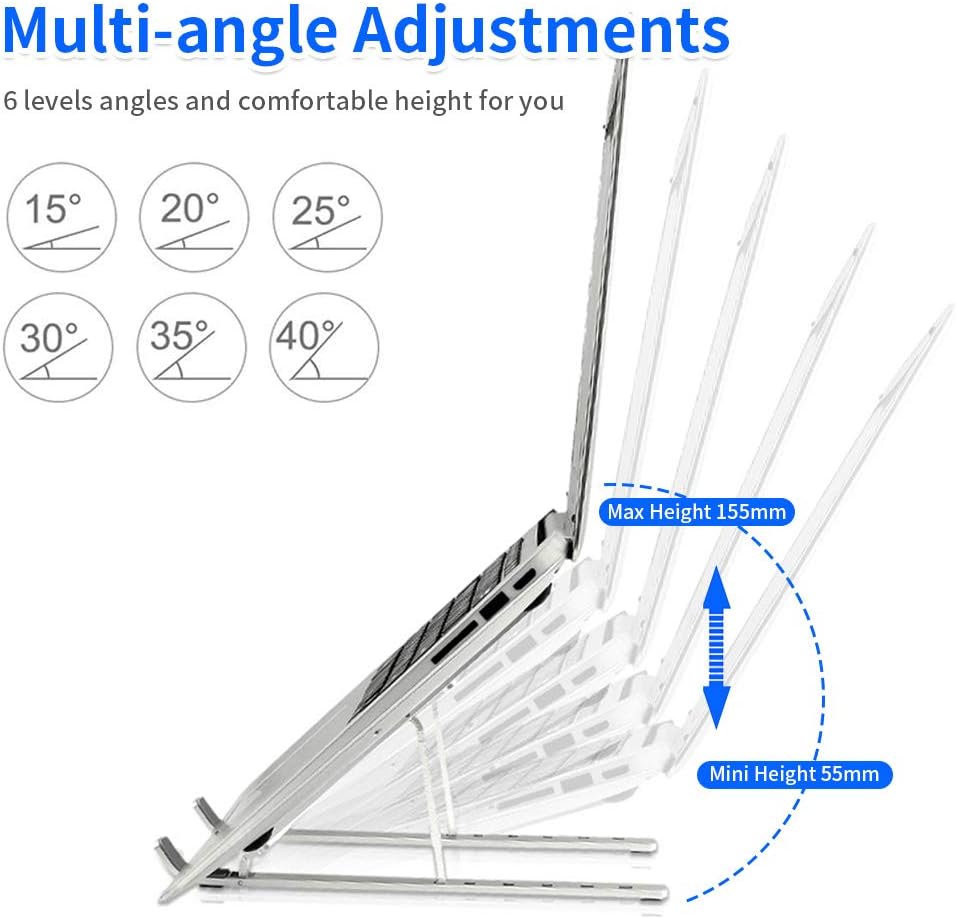 Laptop Stand Kamoon Portable Adjustable Tablet Computer Stand Aluminum Alloy Folding Laptop Stand Compatible MacBook Air Pro, HP More 10-15.6" Laptops & Tablet(Space Silver)