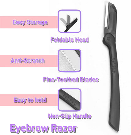 LONGCHANX Professional Eyebrow Grooming Kit for Men and Women, 7-Piece Eyebrow Trimming Kit Professional Eyebrow Grooming Set Stainless Steel Eyebrow Shaping Tools with Storage Bag