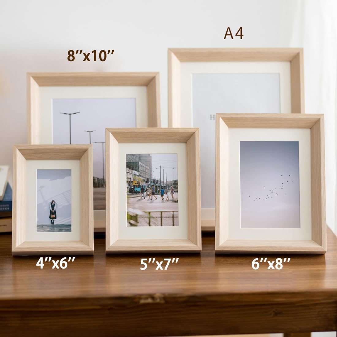 2 Pack Photo Frames 5 x 7 Picture Frame with Mat,Wall Hange and Table Decor for Home, Office,Gallery（Natural）
