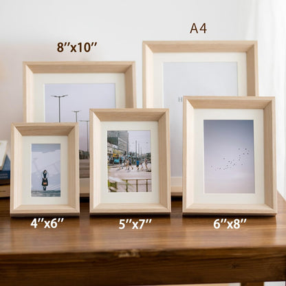2 Pack Photo Frames 5 x 7 Picture Frame with Mat,Wall Hange and Table Decor for Home, Office,Gallery（Natural）