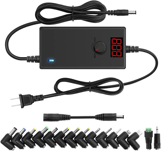 Arkare 36W Universal AC Adapter 12V 3A Variable Power Supply Adapter AC 100-240V to DC 3V 5V 4.5V 6V 9V 12V 3A 2A 1.5A 1A 0.5A Adjustable Switching Multi Voltage Power with 15 Tips+ Polarity Converter