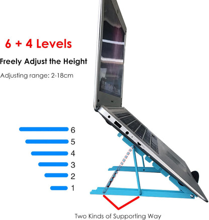 Multi-Functional Metal Stand Holder Tab p Foldable Stand 6 Levels Adjustable Notebook Riser Portable Ventilated Cooling Laptop Stand Green