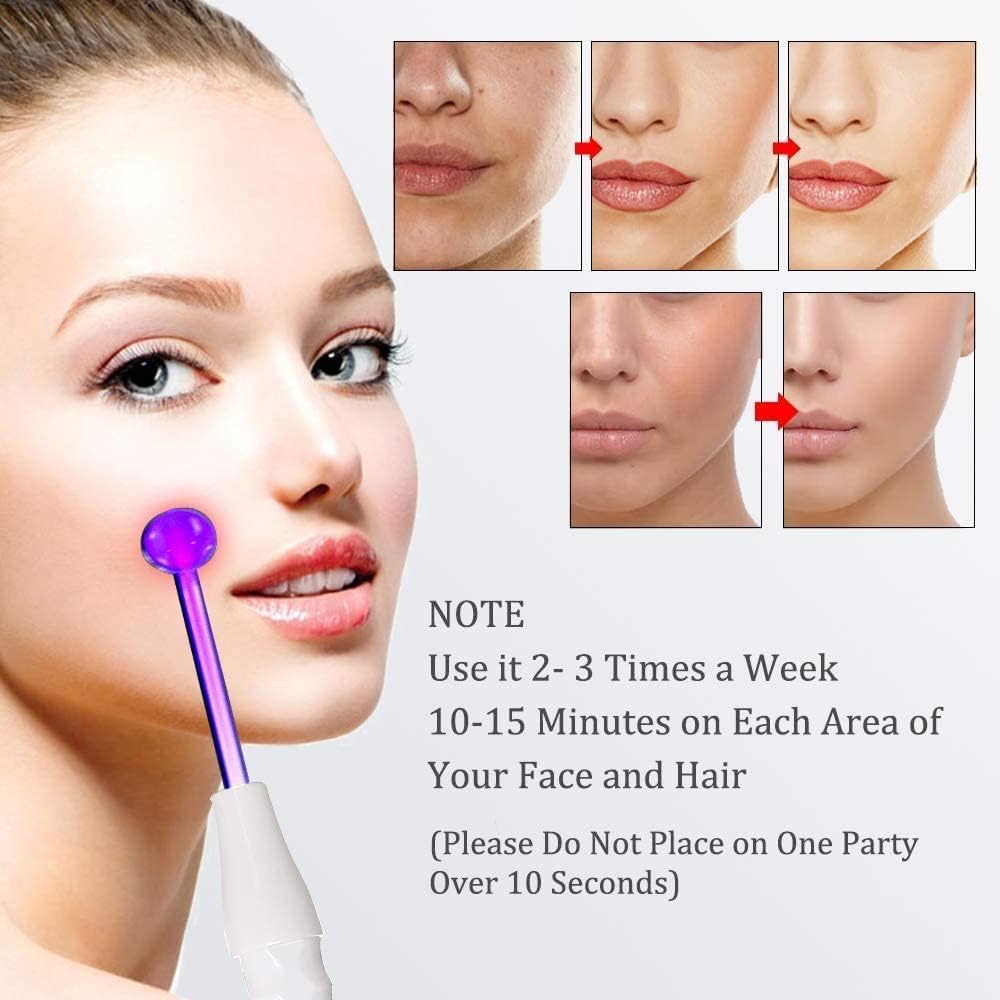 PFATURKHN Handheld Red Light Electrotherapy High Frequency Cosmetology Instrument,Portable 5 in 1 High Frequency Facial Machine,Anti-Aging Skin Care Device for Acne, Wrinkles & Hair Growth