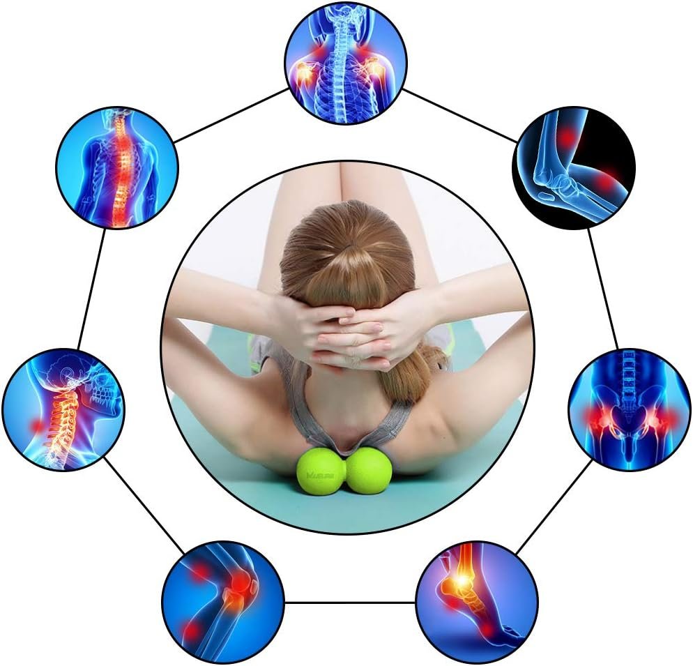 MUEUSS Massage Ball Double Lacrosse Ball Peanut Massage Ball & Mobility Ball for Physical Therapy - Deep Tissue Massage Tool for Myofascial Release, Muscle Relaxer, Acupoint Massage 1 Pack, Green