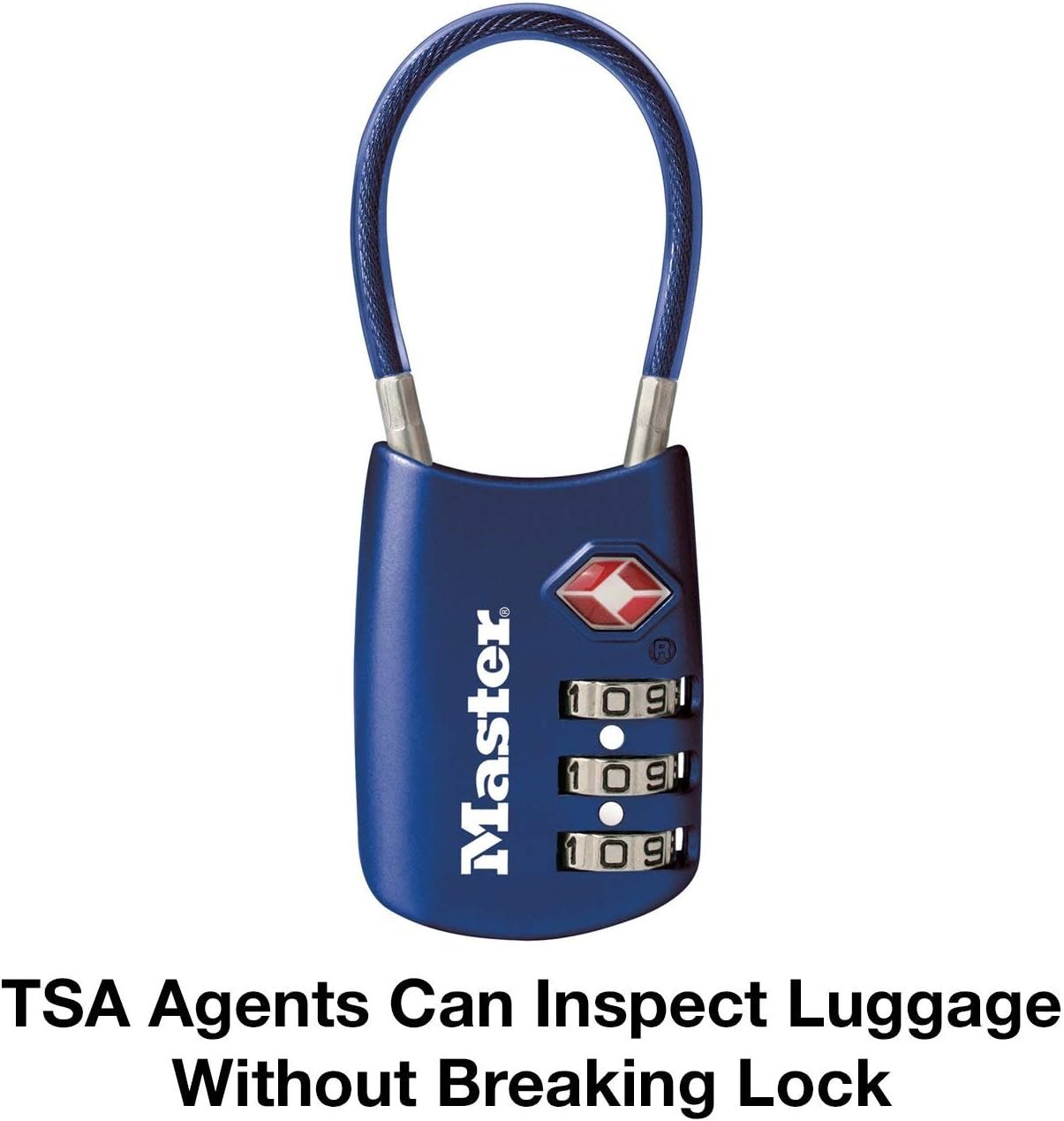 Master Lock TSA Accepted Combination Flex Cable Lock, Keyless with 3 Dial Combination Security, for Baggage, Backpack, Suitcase Lock, Travel Security and Luggage Protection