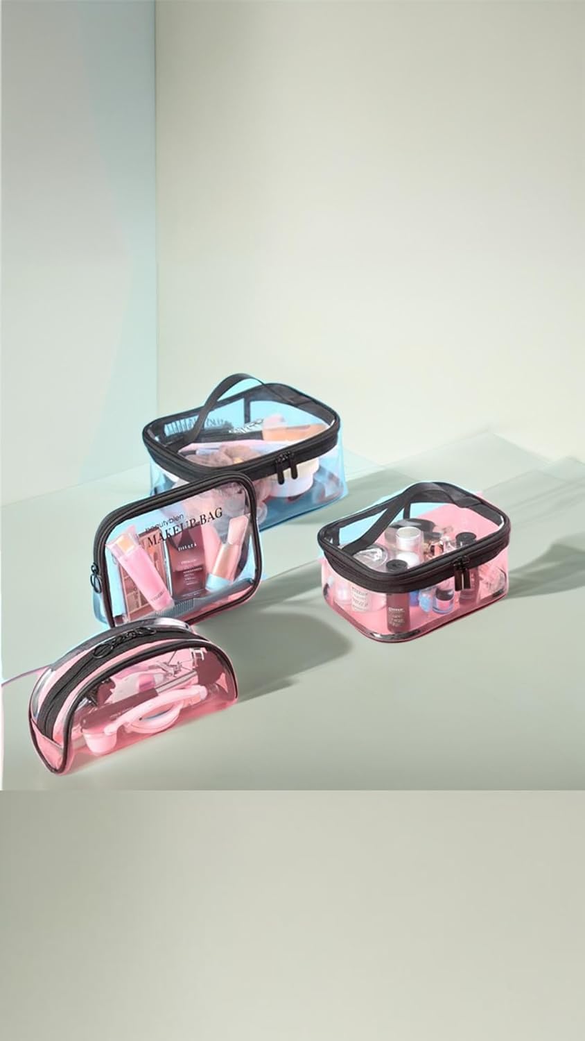 Honwor Travel Essential: 2-Pack Clear Waterproof Toiletry Bags with Handle & Zipper - Stay Organized & Stylish On-The-Go
