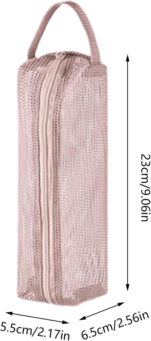 Borsa da viaggio, portatile per trucchi, piccola rete organizer con design leggero, compatto Storage, ideale per aeroporto, aereo, campeggio, spiaggia, palestra, 9.06 x 2.56 x 2.17 pollici, rosa, Se