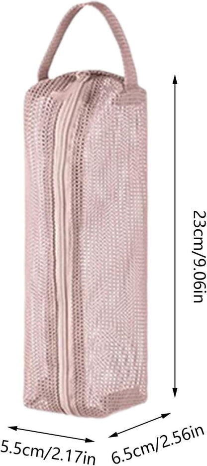 Borsa da viaggio, portatile per trucchi, piccola rete organizer con design leggero, compatto Storage, ideale per aeroporto, aereo, campeggio, spiaggia, palestra, 9.06 x 2.56 x 2.17 pollici, rosa, Se