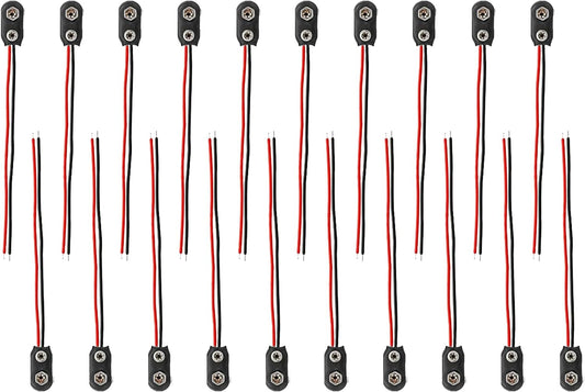 20 Pieces 9V Battery Connector, 9V Connectors with 15 cm Cable, Male to Female Connector, Adapters for DIY Projects, Electronic Tools, Battery Devices, Compatible with Power Bank