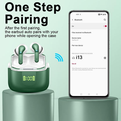 Wireless Earbuds, Bluetooth Headphones 5.3 NEW Ear Buds with 4 ENC Noise Cancelling Mic, Deep Bass HiFi Stereo 40H in Ear Earphones with LED Display, IP7 Waterproof Wireless Headphones for Android/iOS