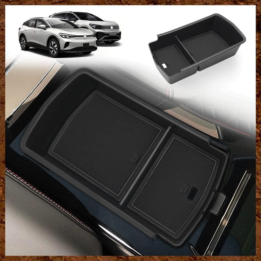 Muslogy for 2023 2024 2025 VW ID.4 ID6 Storage Box Organizer Center Console Tray Interior Accessories Compatible with Volkswagen ID4 ID.6 (2023+ Center Console Tray)