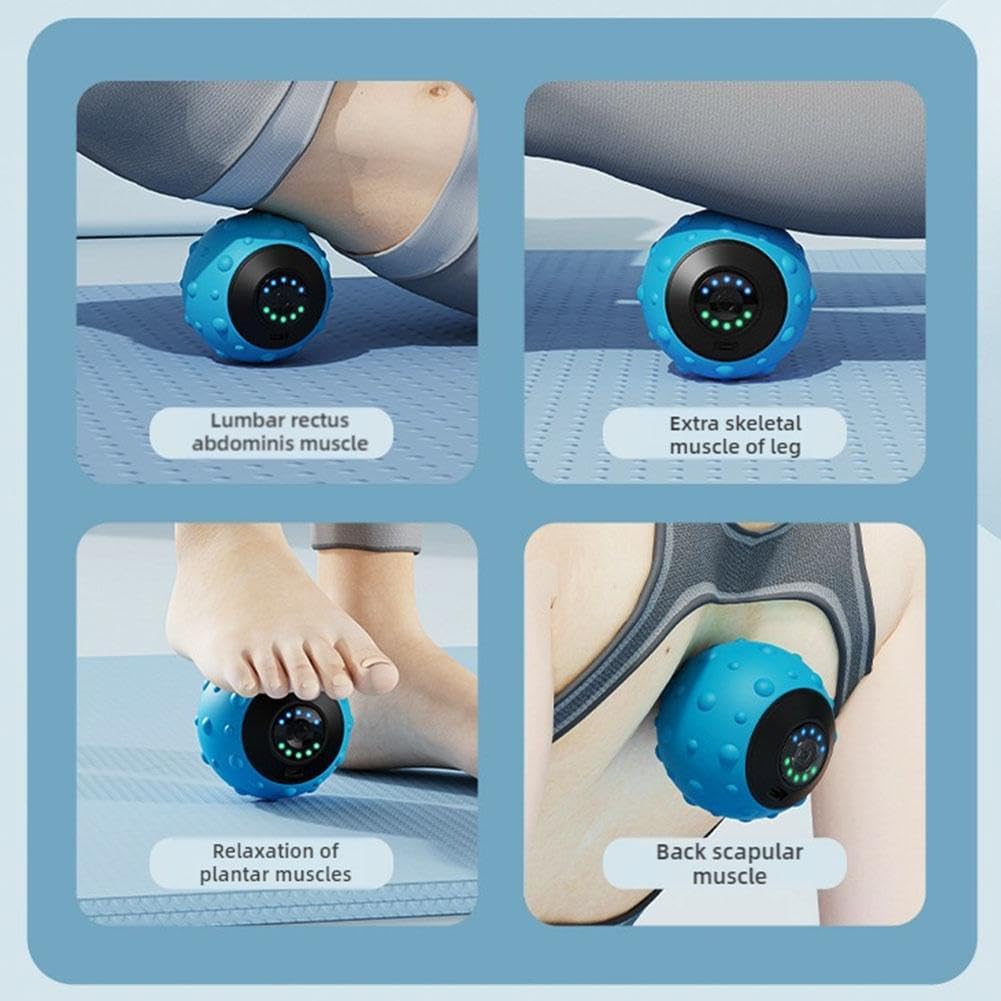Vibrating Ball Massager, Electric Fascia Ball Muscle Relaxation Massager Fitness Yoga Exercise Recovery Vibration Handball, Mobility Ball for Workout Recovery, Pain Relief (Black)