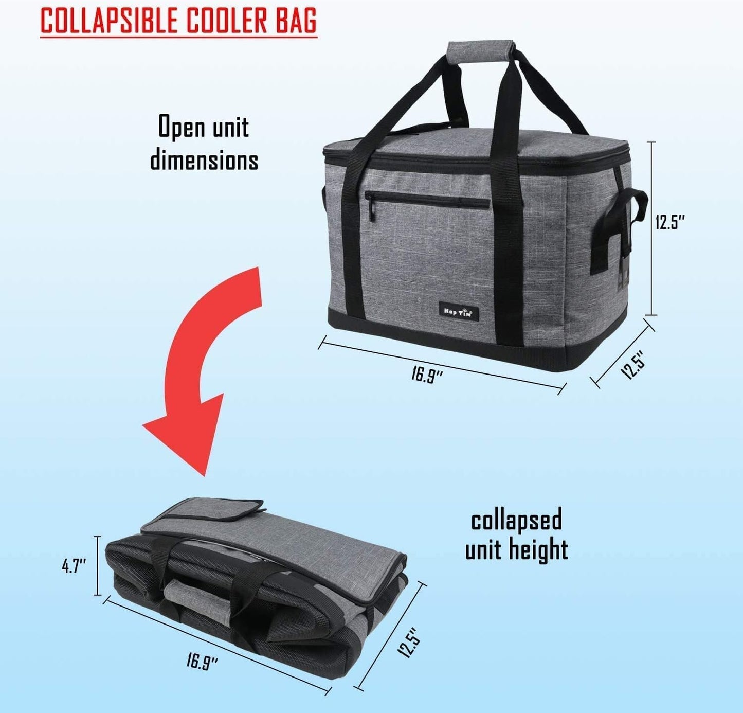 Hap Tim Soft Cooler Bag 40-Can Large Reusable Grocery Bags Soft Sided Collapsible Travel Cooler for Outdoor Travel Hiking Beach Picnic BBQ Party