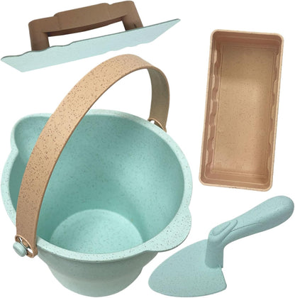 Beach Toys, Sand Box Castle Play Set, Buckets Toy Set, Shovels Molds Sandbox Tool Kit with Mesh Bag, Ideal for Outdoor Summer, 6.69 x 6.5 x 4.33 Inches, Unisex and Lightweight Design