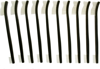 SE 10-Piece Double-Ended Gun Cleaning Brush Set, Gun Cleaning Supplies Kit, 7-inch Nylon Bristle Brushes, Plastic Handle - 7615NB10PCS
