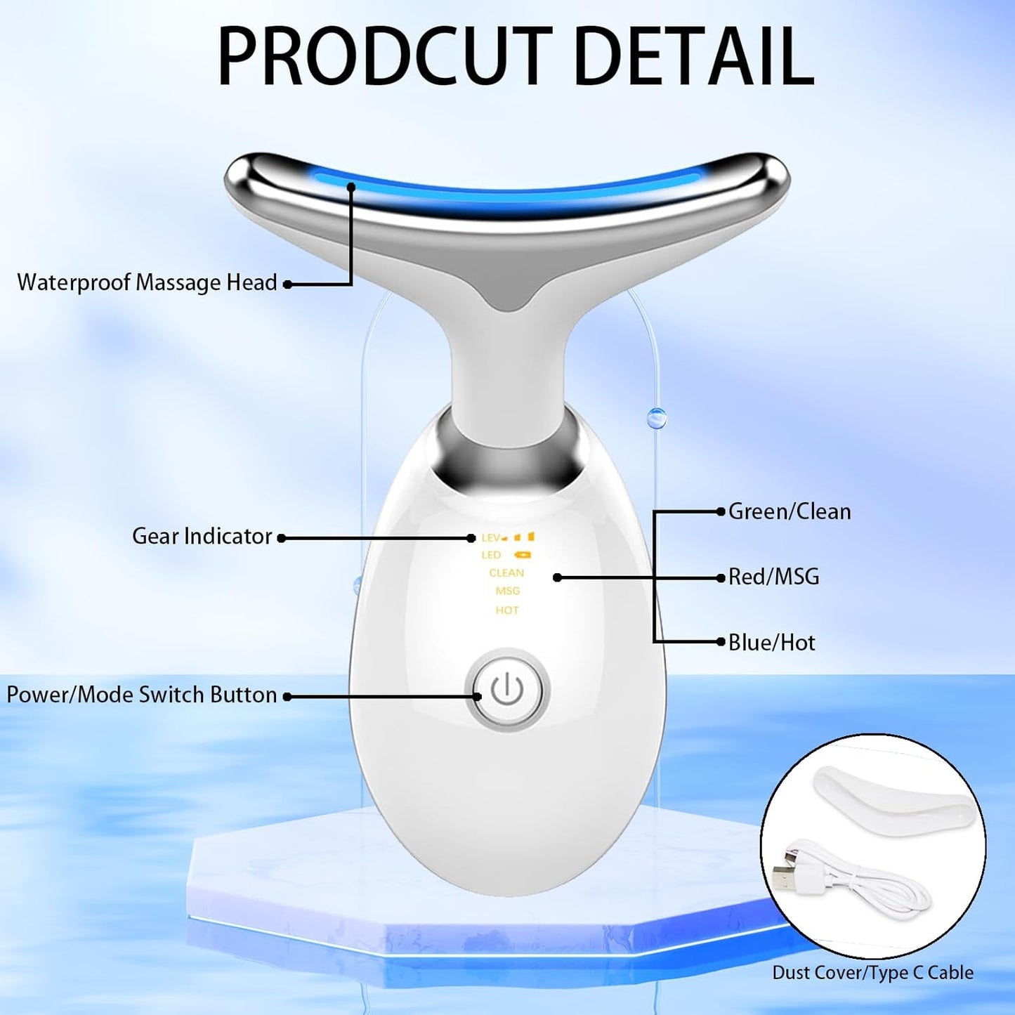 Face Sculpting Tool, Neck and Face Massager, Portable 3 in 1 Facial Device for Daily Skin Care, White