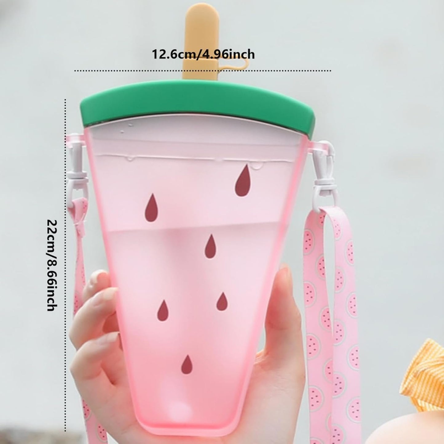Cute Water Bottle with Straw Ice Cream Watermelon Drink Bottle Leakproof Drinking Cup for Adult Kids Water Bottles for Girls