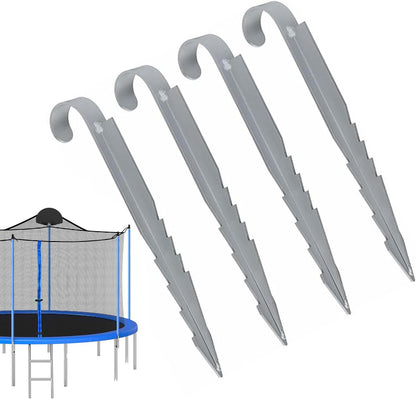 Trampoline Stakes, Metal Ground Anchors, Set of 4 Fixing Anchors for Swing and Winter Foil, Durable Outdoor Equipment Anchoring Tool for Stability and Safety