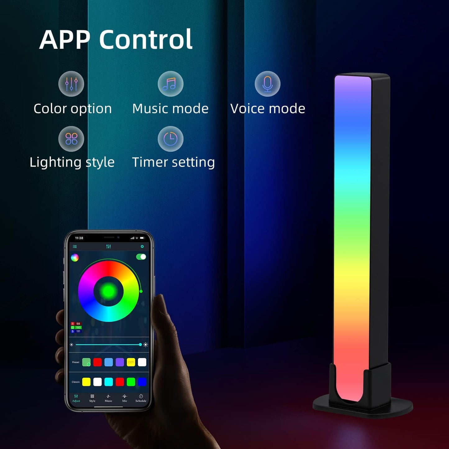 Mcbazel Smart Lighting LED Bar Lights RGB with APP Control/Remote Control RGB Mood Lamp for TV, PC, Games, Movies, Room Decoration
