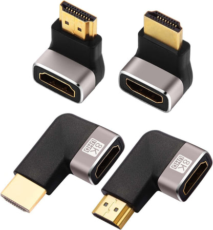 AIMHDUTY 8K HDMI Eblow 4-Pack HDMI Right Angle Adapter 90 and 270 Degree Gold Plated, Support 8K@60Hz,4K@120Hz,HDR,eARC for PC Laptop HDTV Switch