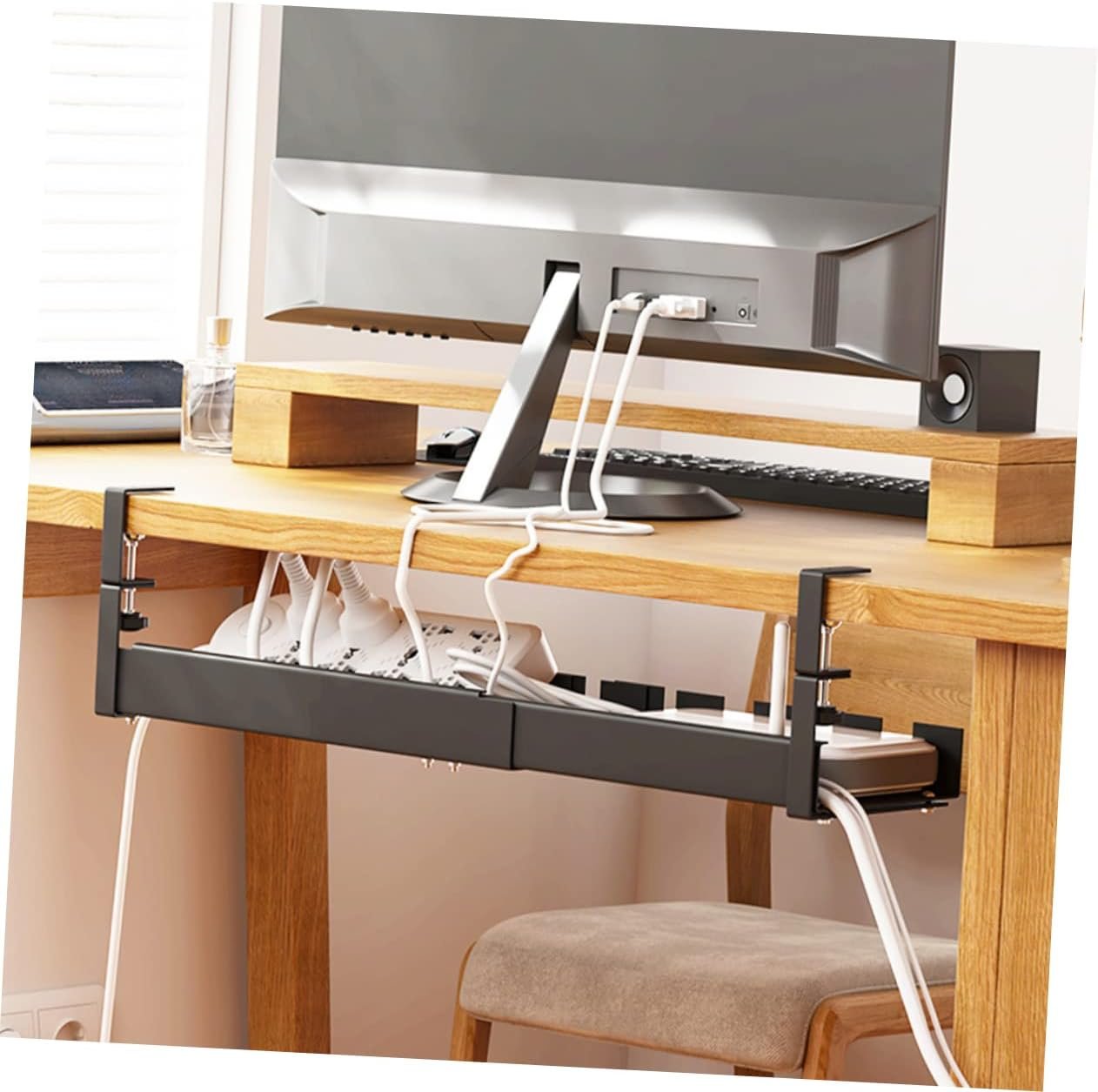 CIYODO Under Desk Cable Management Tray Durable Wire Organizer for Tidy Workspace Wear Resistant Cable Holder for Office and Home Stylish Design for Concealing Cords