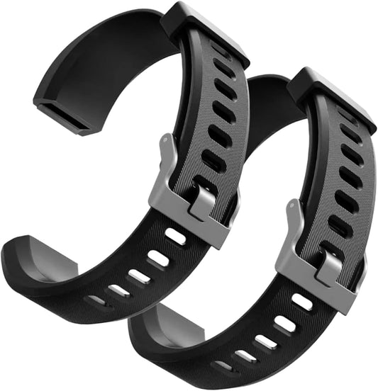 hoeslaw 2 Pcs Watch Bands Replacement for ID115plus HR, Very Fit Pro Activity Fitness Tracker Wrist Bands Set, Multicolor Veryfitpro Smart Watch Strap Replacements (2 Black)