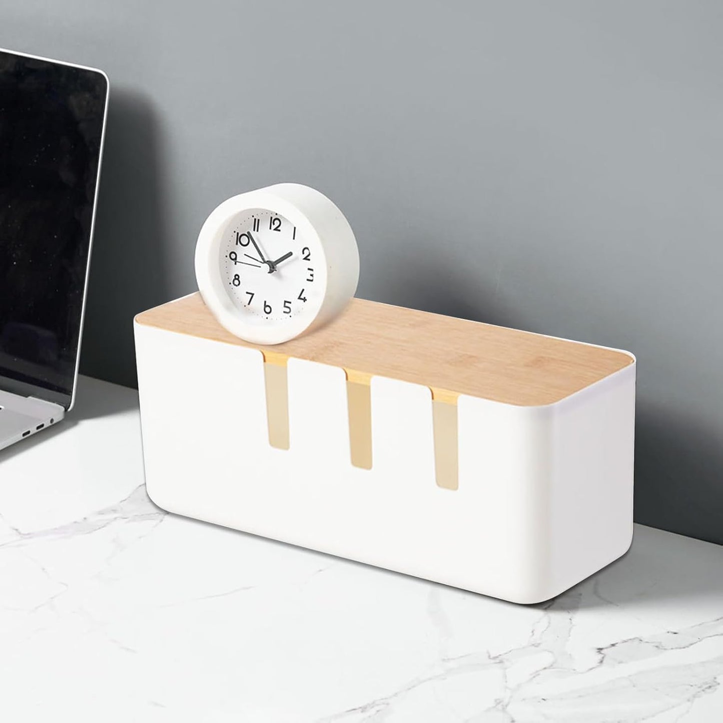 Cable Box Organizer | Wire Management Box,with Wooden Cover Cord Case for USB Hub System Power Strip Living Room Workstation Home TV Computer