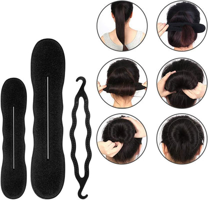 Hair Styling Accessories Set, 27pcs Hair Bun Maker French Hair Braiding Kit with Black Hair Clips Braiding Pins for Women Girls