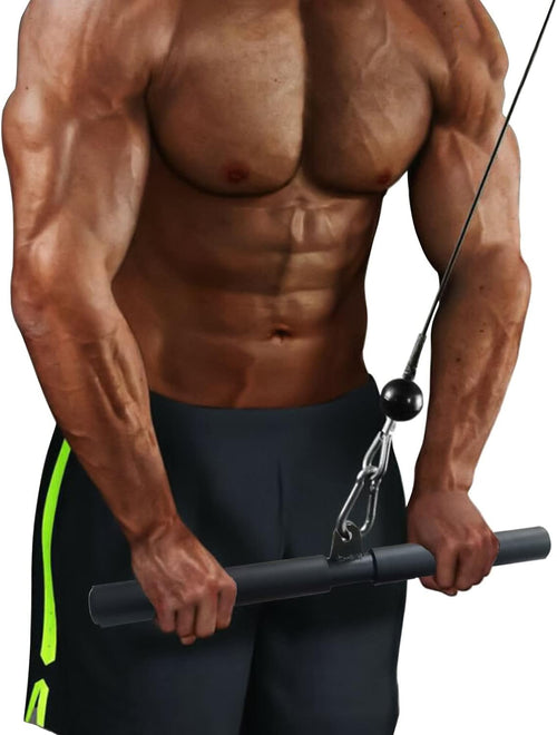 Taeku LAT Pulldown Bar, LAT Straight Bar with Handle for Pulley Cable Machine Triceps Pushdown Bar Accessories for Home Gym Fitness