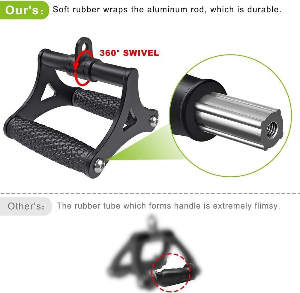 Kipika D Handle Cable Attachment, Heavy Duty Double D Handle, Cable Machine Handles, Heavy Duty D-Handle with Non-Slip Comfort Soft Grip, Gym Handles for Cables, V Bar Cable Attachment