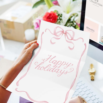 Whaline 60 Pink Bow Stationery Paper Set Cute Bow Knot Letter Writing Paper with Envelopes for Greeting Card Invitation Office Printing, 8.5 x 11 Inch
