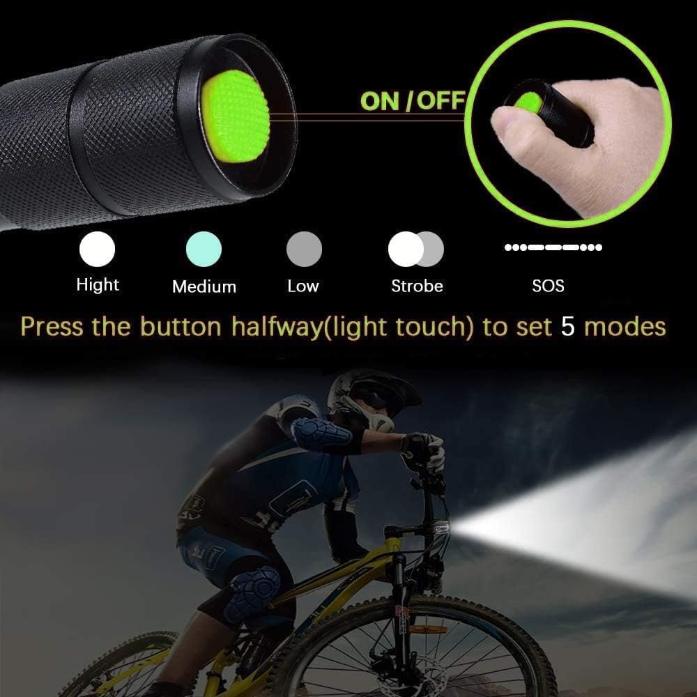 Kunova (TM) 2PCS Tactical Flashlight, Ultra Bright XML T6 LED Torch with 5 Light Modes & Adjustable Focus for Emergency Camping Hiking (2 Pack)
