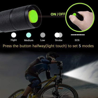 Kunova (TM) 2PCS Tactical Flashlight, Ultra Bright XML T6 LED Torch with 5 Light Modes & Adjustable Focus for Emergency Camping Hiking (2 Pack)